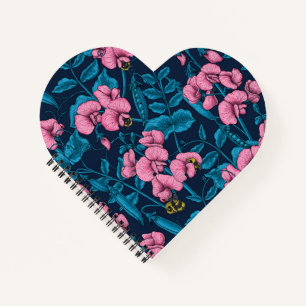 Cuaderno Garzas y abejorros dulces, rosa y azul