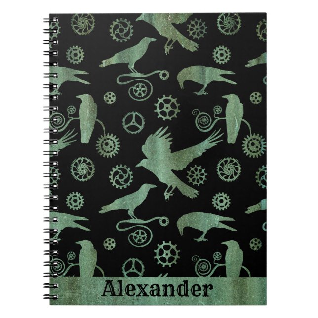 Cuaderno Gases de bronce de Verdigris de Steampunk (Frente)