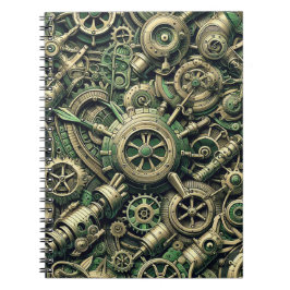 Cuaderno Gases de relojería verde industrial Steampunk