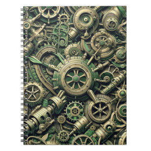 Cuaderno Gases de relojería verde industrial Steampunk
