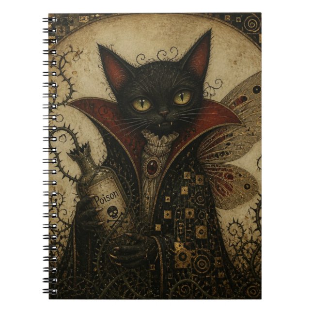 Cuaderno Gata negra vampírica hada adorable (Frente)