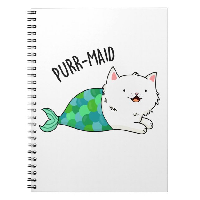 Cuaderno Gata sirena divertida Pun gato Pun-maid (Frente)