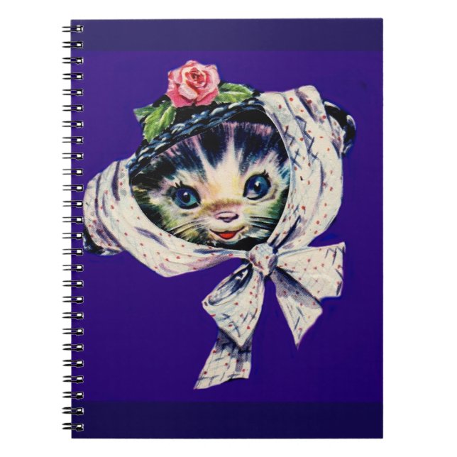 Cuaderno gatito adorable en un gorra gatito (Frente)