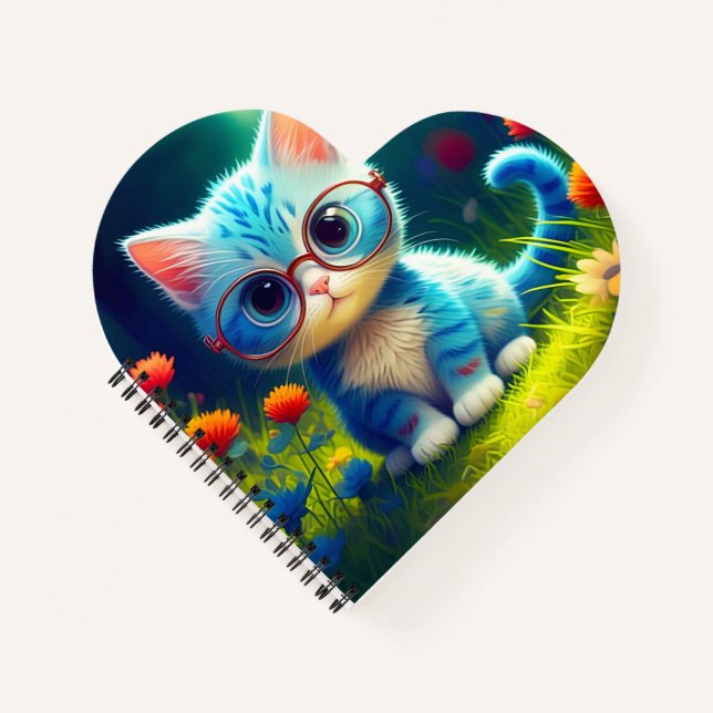Cuaderno Gatito Azul Adorable con Gafas-47067 (Anverso)