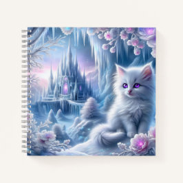 Cuaderno Gatito blanco en el reino de hielo de fantasía