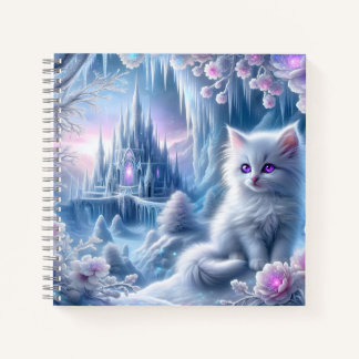 Cuaderno Gatito blanco en el reino de hielo de fantasía