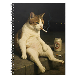 Cuaderno Gatito con Cigarrillo Meme Divertido de Gato Fuman