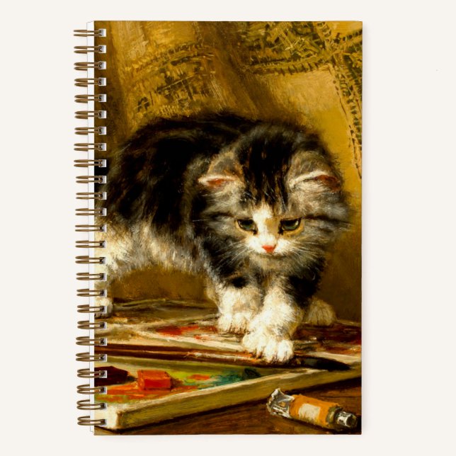 Cuaderno Gatito con pintura y brochas (Anverso)