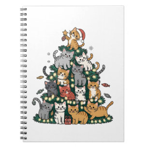 Cuaderno Gatito Divertido Árbol de Navidad Gato Mascota Ama