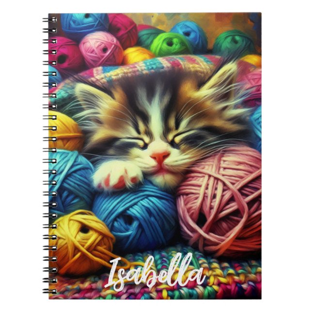 Cuaderno Gatito dulce durmiendo bajo una manta (Frente)