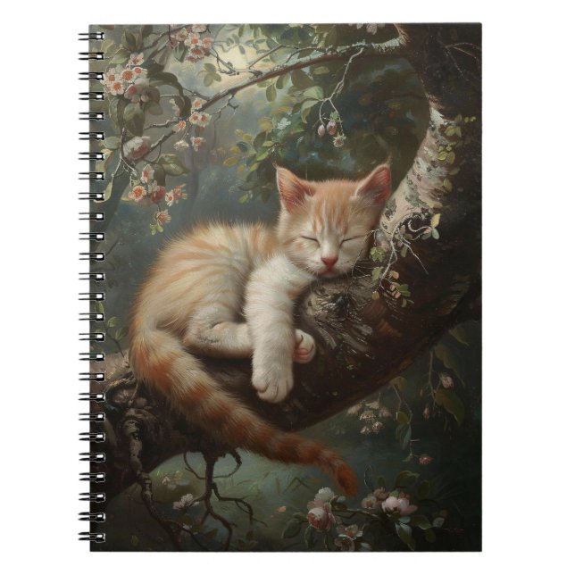 Cuaderno Gatito durmiendo en una cosecha de árbol (Frente)