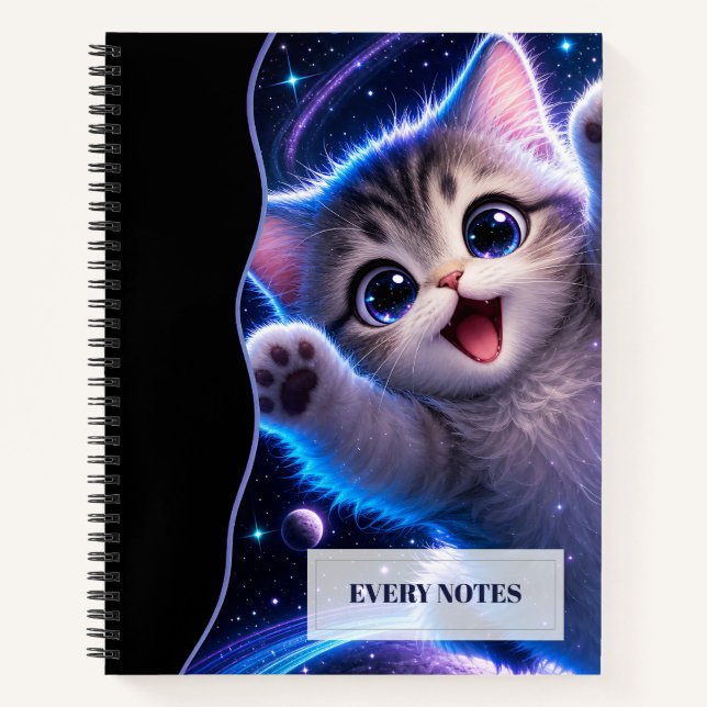 Cuaderno Gatito Espacial con Patas Levantadas – Diversión C (Anverso)