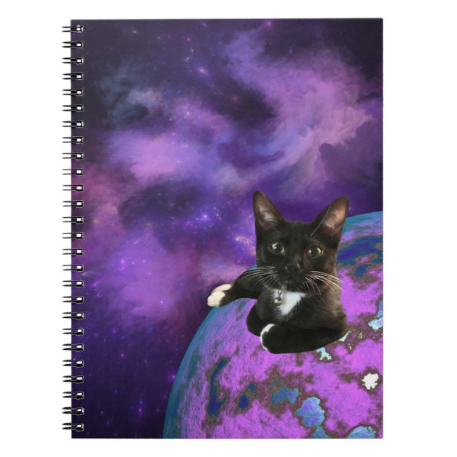 Cuaderno Gatito Galaxia Púrpura (Frente)
