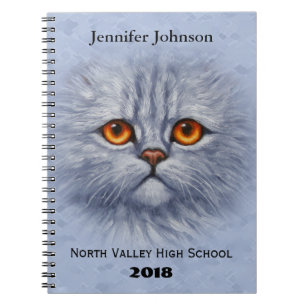 Cuaderno Gatito Gato Gato Fluffy Ffy Face Gris Claro