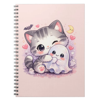 Cuaderno Gatito Kawaii Abraza Fantasma