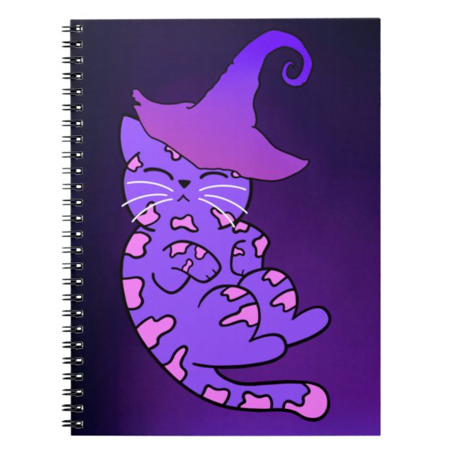Cuaderno Gatito morado con Gorra de brujas (Frente)