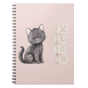 Cuaderno Gatito negro lindo rosa Maullar