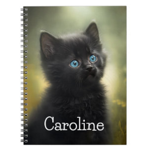 Cuaderno Gatito negro más lindo con ojos azules, Personaliz