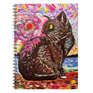 Cuaderno Gatito Negro Noche Estrellada