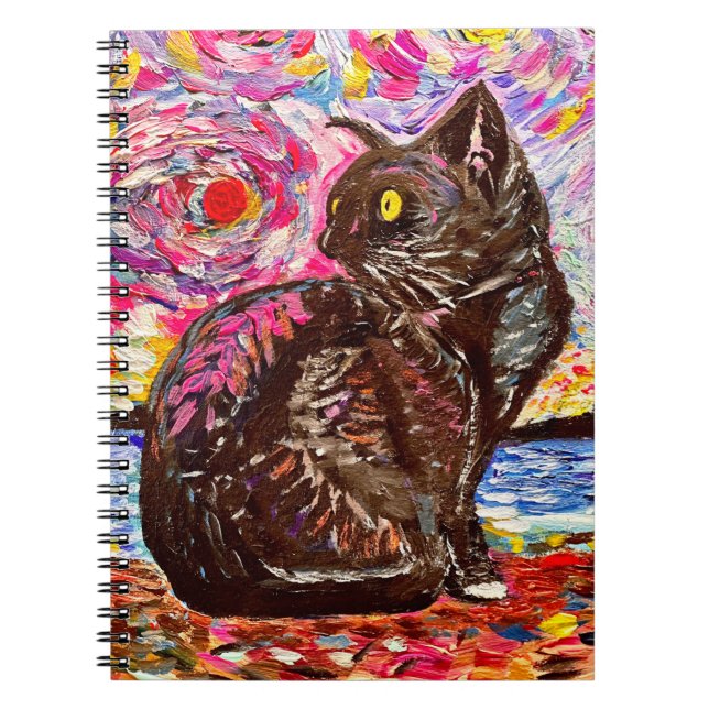 Cuaderno Gatito Negro Noche Estrellada (Frente)