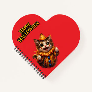 Cuaderno Gatito payaso lindo caprichoso feliz corazón de Ha