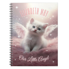 Cuaderno Gatito rosa personalizado con alas de ángel