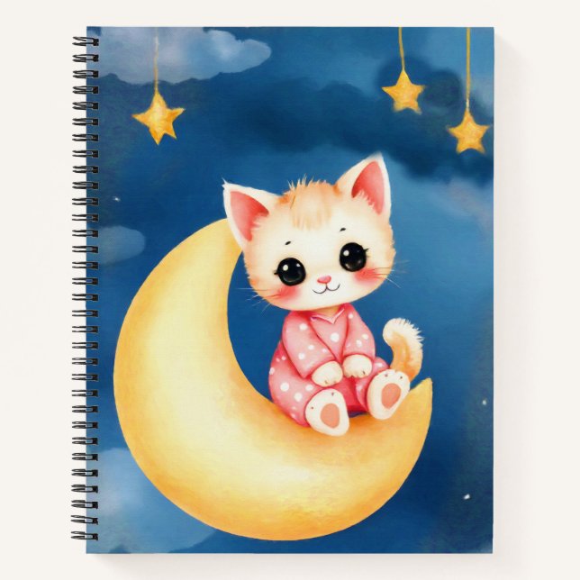 Cuaderno Gatito sentado en la Luna (Anverso)