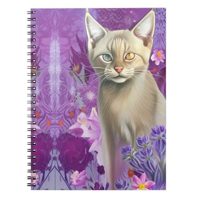 Cuaderno Gatito siamés teñido de rosa (Frente)