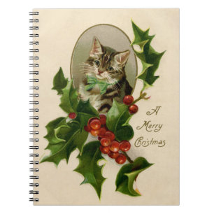 Cuaderno Gatito Victoriano de Navidad en Tabby Antiguo de A