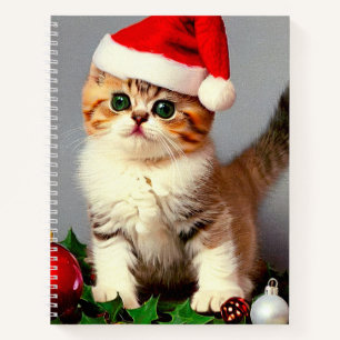 Cuaderno Gatito vintage de Navidad en Santa Hat
