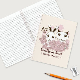 Cuaderno Gatito y Conejito Amigos Animales Niñas Niños