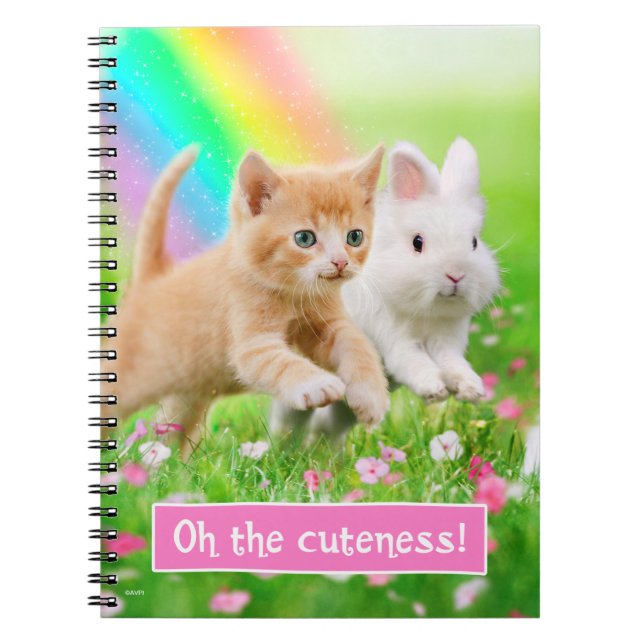 Cuaderno Gatito y conejito con el arco iris (Frente)