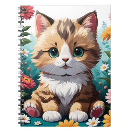 Cuaderno Gatito y flores