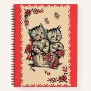 Cuaderno gatitos adorables en una cesta de flores