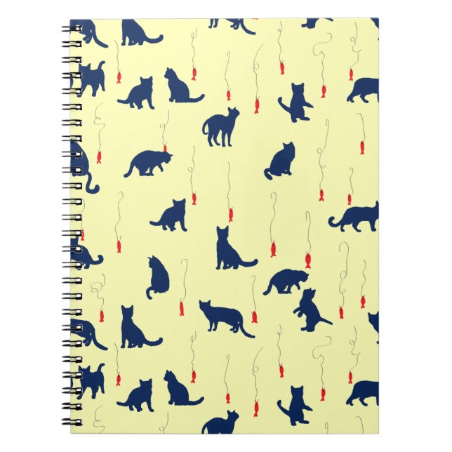 Cuaderno Gatitos azules lindos y peces rojos (Frente)