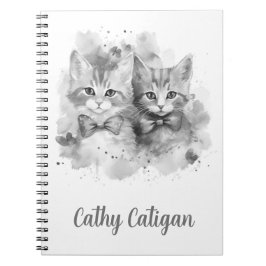 Cuaderno Gatitos blancos y negros con nombre personalizado