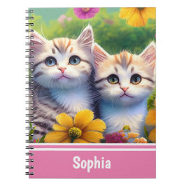 Cuaderno Gatitos con un nombre personalizado de flor prader