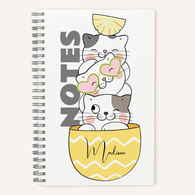 Cuaderno Gatitos de corte de nombre personalizado (Anverso)