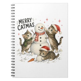 Cuaderno Gatitos de Navidad Construyendo un Muñeco de Nieve