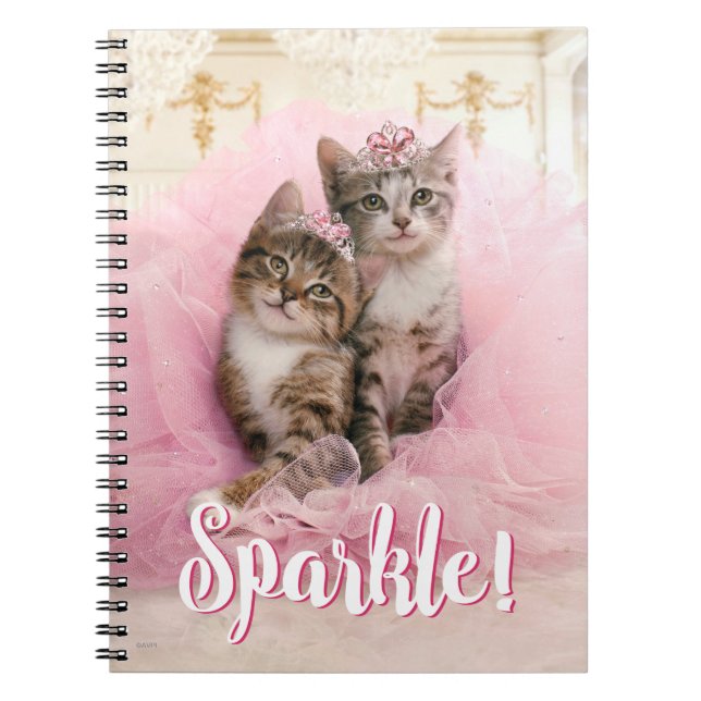 Cuaderno Gatitos dulces en tiaras y tutú brillante rosado (Frente)