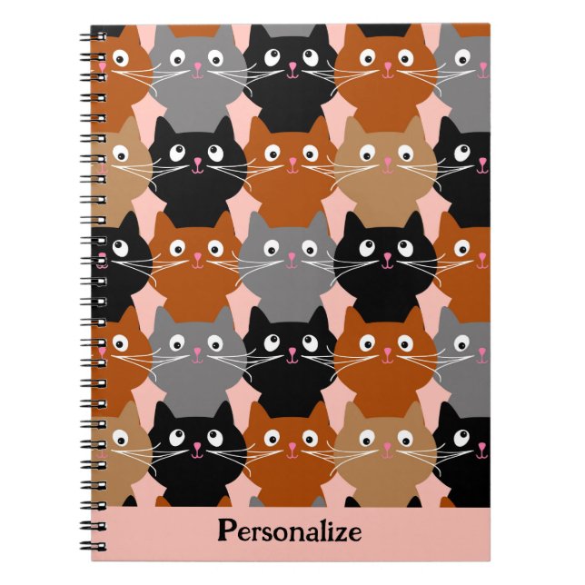 Cuaderno Gatitos felinos amantes de la felina personalizado (Frente)