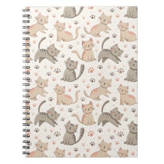 Cuaderno Gatitos juguetones y huellas de patas - Patrón de