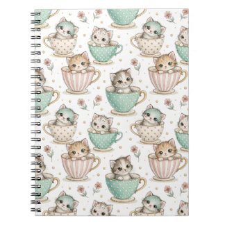 Cuaderno Gatitos Lindos en Tazas de Té - Patrón de Diseño d