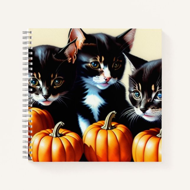 Cuaderno Gatitos otoñales con calabazas (Anverso)