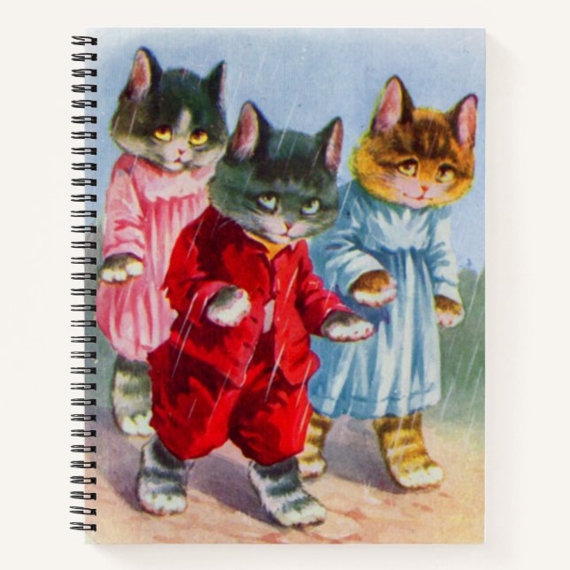 Cuaderno Gatitos vestidos en la lluvia de los años 1930 (Anverso)