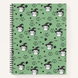 Cuaderno Gatitos y pinturas en verde del mar oscuro