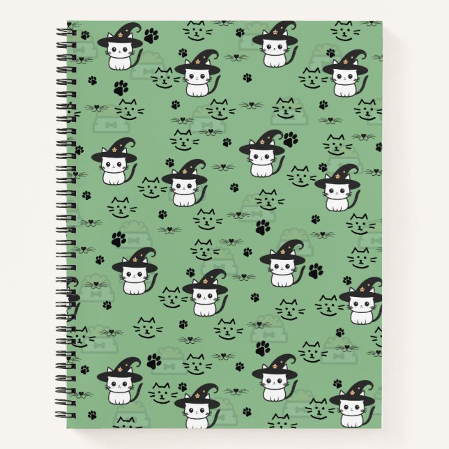 Cuaderno Gatitos y pinturas en verde del mar oscuro
