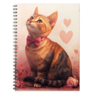 Cuaderno Gato Abisinio con Rosas - Día de San Valentín