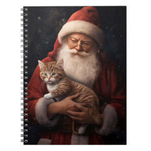 Cuaderno Gato abisino con Navidades festivos de Santa Claus