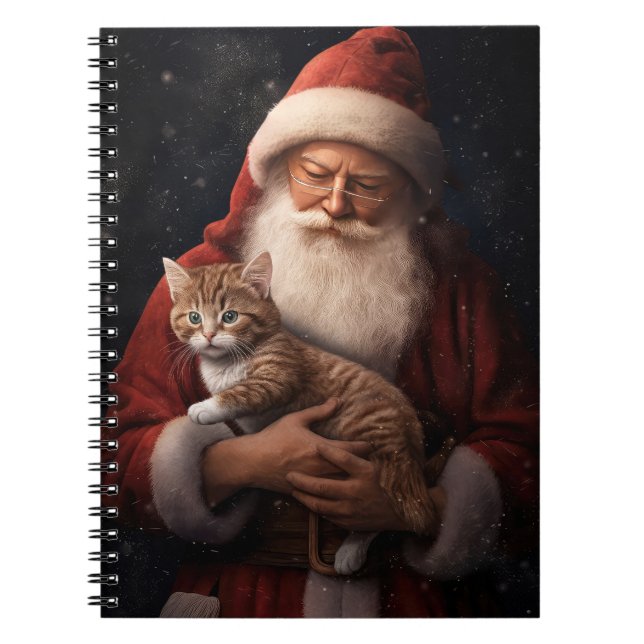 Cuaderno Gato abisino con Navidades festivos de Santa Claus (Frente)